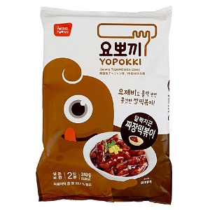 Токпокки YOPOKKI Jjajang с соусом Чачжан (рисовые палочки с соусом 2 порции) /пакет-вакуум/ 240г*24