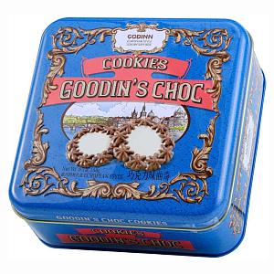 Печенье GOODIN'S Choc сдобное с какао, синяя /жесть/ 158г*24