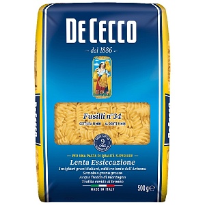 Макаронные изделия DE CECCO №34 Fusilli (Фузилли) 500г*24