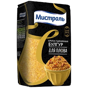 Крупа МИСТРАЛЬ Пшеничная Булгур для плова /пакет/ 500г*12