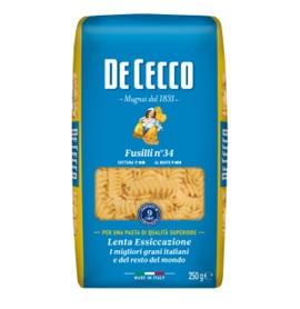 Макаронные изделия DE CECCO №34 Fusilli (Фузилли) (пакет) 250*24