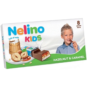 Шоколад NELLY Nelino Kids Молочный с молочной начин, лесным орехом и карамелью 95г*20