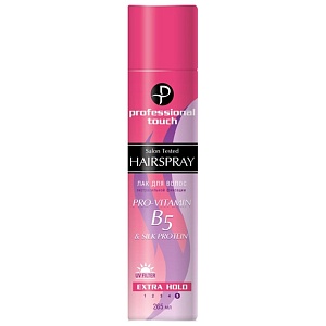 Professional Touch ЛАК д/волос (5) «Pro vitamin B5 & Silk Protein» РОЗОВЫЙ экстрасильн.фикс. 265мл