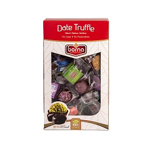 Финиковые трюфели BORNA ассорти, без сахара /картон/ 600г*12