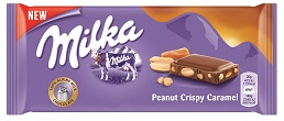 Шоколад MILKA молочный арахис, карамель Crispy Peanut Caramel Chocolate 90г*24