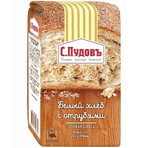 Смесь хлебная С.Пудовъ "Белый хлеб с отрубями" бум/пак 500г*6
