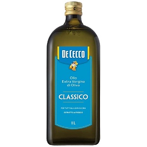 Масло DE CECCO CLASSICO оливковое Extra Vergine нерафинированное /стекло/ 1л*12