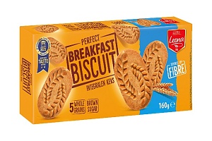 Печенье LEONA “BREAKFAST BISCUITS” с цельнозерновой мукой (5 злаков) и овсяными хлопьями /картон/ 160г*16
