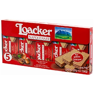 Вафли LOACKER MULTIPACK Наполитанер с ореховой начинкой (47г*5) 225г*18