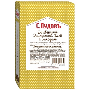 Смесь хлебная С.Пудовъ "Деревенский пшеничный хлеб с солодом" карт/кор 500г*15