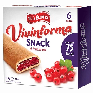 Печенье PIU BUONO бисквитный ролл с клюквой в индивид.упак /картон/ 126г*10