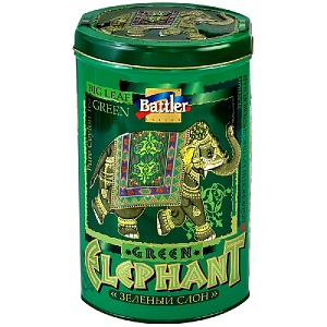 Чай BATTLER ELEPHANT GREEN ОРА Крупнолистовой цейлонский зеленый "ЗЕЛЕНЫЙ СЛОН" /жесть/ 200г*6