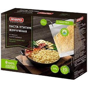 Паста ЯРМАРКА "Отборная" жемчужная Птитим (4шт*62,5г) 250г*10