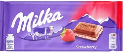 Шоколад MILKA молочный c клубничной начинкой Strawberry Cream 100г*22