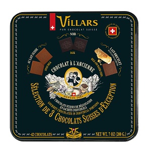 Шоколад VILLARS 1800 молочный и горький ассорти "Шоколад по старинным рецептам. 3 вкуса" /жесть/ 200г*6