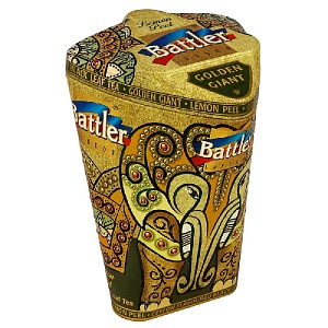 Чай BATTLER GOLDEN GIANT LEMON PEEL Крупнолистовой цейлонский черный со вкусом (Цедра Лимона) /жесть/ 100г*6