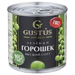 Горошек GUSTUS зеленый высший сорт /жесть-ключ/ 400г*12