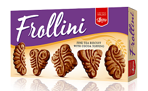 Печенье LEONA шоколадное “FROLLINI”, декорированное шоколадом /картон/ 200г*16