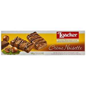 ВЫВОД Вафли LOACKER GRAN PASTICCERIA с лесным орехом в молочном шоколаде 100г*12