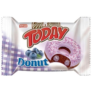 Пончик TODAY Donut Blueberry с черничной начинкой (шоубокс 40г*24шт) 40г*144
