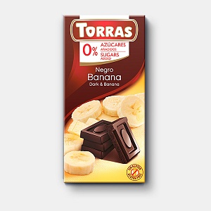 Шоколад TORRAS CLASSIC LINE темный с кусочками банана, без сахара 75г*10