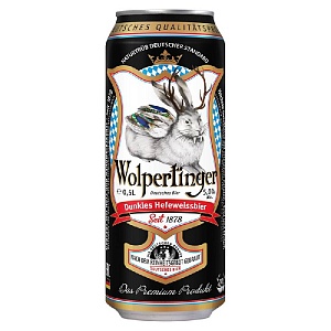 Пиво WOLPERTINGER Dunkles Hefeweissbier 5.0% пшеничное темное /жесть/ 0,5л*24