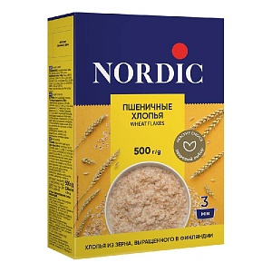 Хлопья NORDIC WHEAT FLAKES пшеничные /картон/ 500*12