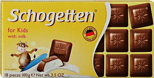 Шоколад SCHOGETTEN FOR KIDS альпийский молочный с кремовой сливочной начинкой 100г*15