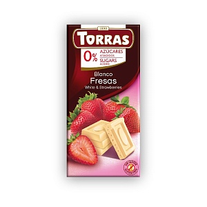 Шоколад TORRAS CLASSIC LINE белый с кусочками клубники без сахара 75г*10