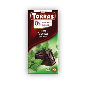 Шоколад TORRAS CLASSIC LINE темный с листиками мяты, без сахара 75г*12