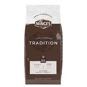 Кофе MINGES Espresso Tradition 60% Арабика, 40% Робуста зерно /пакет/ 1000г*8