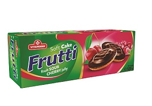 Печенье FRUTTI бисквитное с ВИШНЕВЫМ желе, покрытое шоколадом /картон/ 125г*24