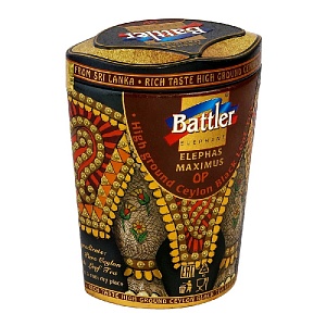 Чай BATTLER ELEPHAS MAXIMUS OP Крупнолистовой цейлонский черный /жесть/ 100г*6