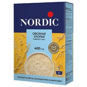 Хлопья NORDIC PORRIDGE OATS овсяные /картон/ 400г*10