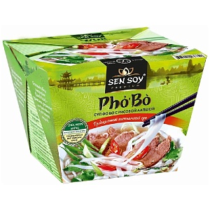 Лапша SENSOY Премиум б/п рисовая суп "PHO BO" /картон/ 125г*12