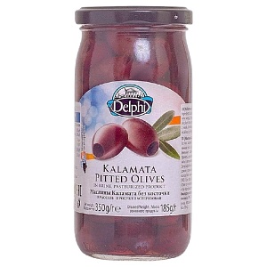 Маслины DELPHI без косточек в рассоле KALAMATA /стекло/ 350г*12