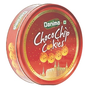 Печенье DANIMA Chocochip Cookies с кус.шок. (красная банка) /жесть/ 114г*24