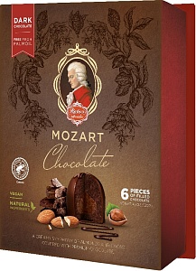 Шоколадные конфеты REBER 541 из горького шоколада "Mozart Kugeln" с начинкой из орехового пралине и марципана 120г*8