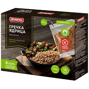 Гречка ЯРМАРКА "Отборная" ядрица (4шт*62,5г) 250г*10