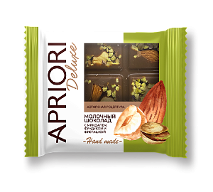 Шоколад APRIORI Hand made молочный шоколад с миндалем, фундуком и фисташкой 50г*13