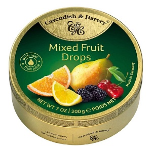 Леденцы CAVENDISH & HARVEY Mixed Fruit Drops Фруктовое ассорти /жесть/ 200г*9