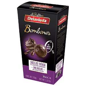 Конфеты DELAVIUDA Bombones из горького шоколада БЕЗ САХАРА 150г*12