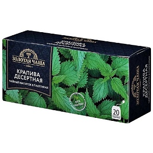 Чайный напиток ЗОЛОТАЯ ЧАША Крапива десертная (20пак*1,5г) 30г*24