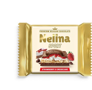 Шоколад NELLY Nelina Premium Sport молочный с нач. со вкусом сыра и клубники, и печеньем 55г*20