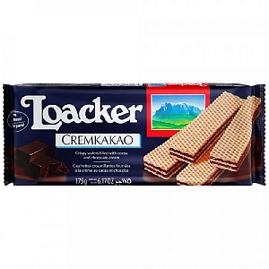 Вафли LOACKER CLASSIC хрустящие со сливочной какао-начинкой 175г*18