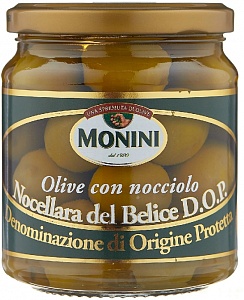 Оливки MONINI Olive Verdi D.O.P.nocciolo c косточкой /стекло/ 300г*10