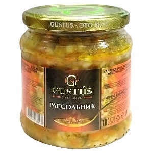 Рассольник GUSTUS из соленых огурчиков «ДОМАШНИЙ» /стекло/ 450г*12