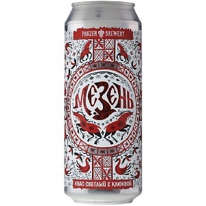 Квас PANZER BREWERY МЕЗЕНЬ светлый ржаной с клюквой фильтрованный обеспложенный  /жесть/ 500мл*12