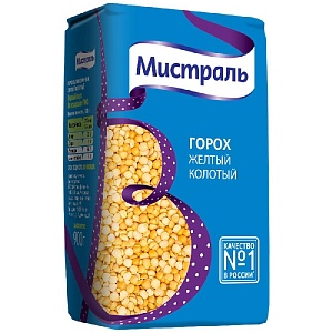 Горох МИСТРАЛЬ колотый желтый /пакет/ 900г*12