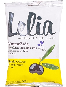 Оливки LELIA черные натуральные в оливковом масле /пакет/ 275г*12